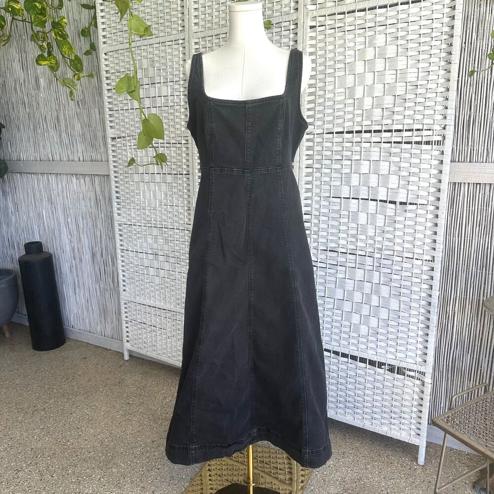 Old Navy Women's Medium M Black Sleeveless Denim Midi Dress